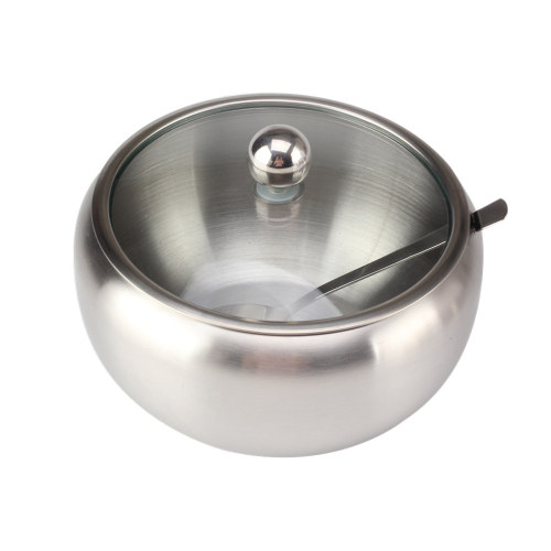 Stainless Steel Sugar Bowl and Sugar Spoon