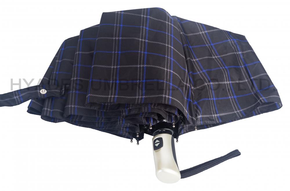 Navy Check Print 3 Folding Umbrella