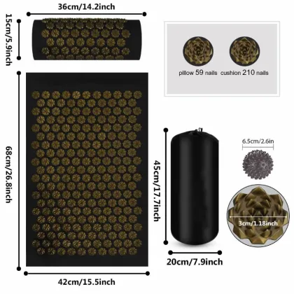 MOWIN ProSourceFit Long Private Label Acupressure Reflexology Foot Massage Mat (Black)