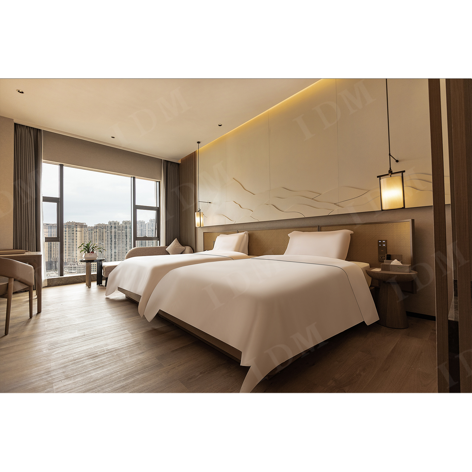 Solid Wood Five-Star Hotel Bedroom Furniture Set