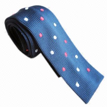 Embroidery Knitted Necktie with Dot Designs, OEM Orders are Welcome