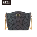 Genuine leather glitter geometric ladies makeup bag