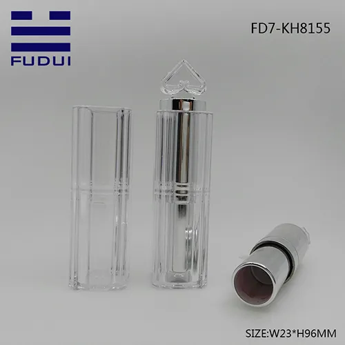 Fashion clear empty matte silver lipstick tube