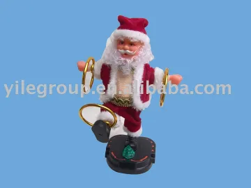 10&quot;santa playing two hoops/santa claus/santa toys