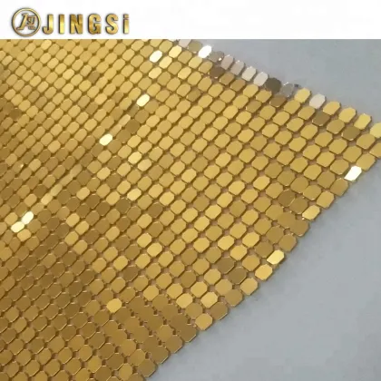 Golden Octagon Sequin Cloth - Metallic Decorative Fabric Manufacturer