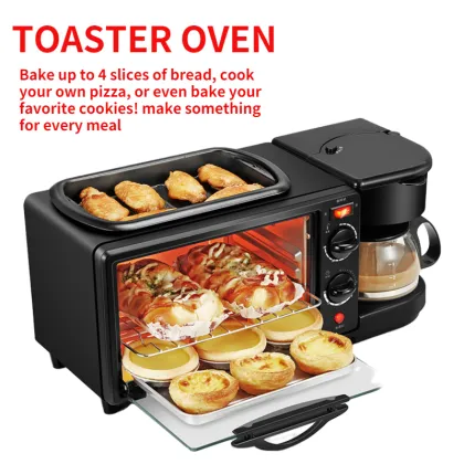 In Stock 3-in-1 Electric Breakfast Maker: Sandwich Maker & Toaster Oven