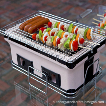 Mini Japanese Style Hibachi Tabletop Charcoal Grill Internal Grates Charcoal Chrome Cooking Grill Table BBQ Grill