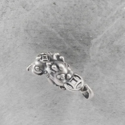 3D Hard Silver 925 Foot Silver Fortune Pixiu Bracelet Bead