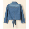 Women's 3/4 Sleeve Denim Crop Top