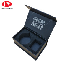 Caixa de presente de papel preto personalizada com inserção de espuma