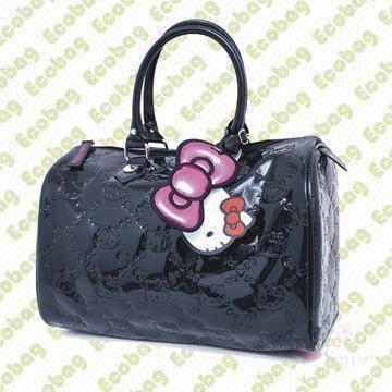 Shoulder Bag, Black Embossed City Handbag