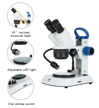 Research Stereo Microscope with Adjustable LED Light