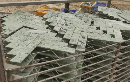 Green Valley Stone Marble Herringbone Mosaic Tile