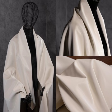 Beige Thickened Glossy PU Leather Fabric - Mirror Patent Plastic Leather