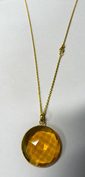 925 Sterling Silver Citrine hydro gemstone Pendant