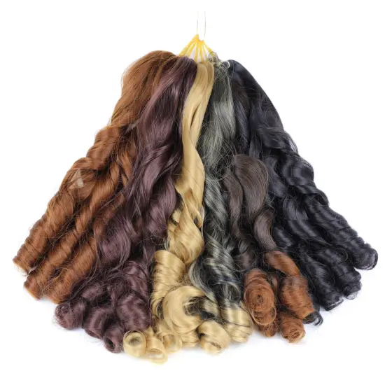 20 Inch Loose Wave Crochet Hair Extension For Braids Synthetic Curly Hair Pre Stretched Braiding Hair For Black Women