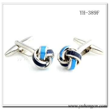 YH-389F Mens Classic Blue Enamel Knot Cufflinks