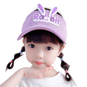 Summer Cartoon Rabbit Visor Caps for Kids' Beach Travel and Outdoor Activities