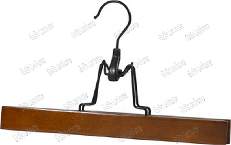 Natural Solid Wood Skirt Hanger with chrome Hook