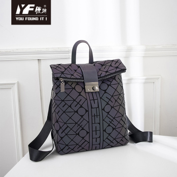 Bolsa para laptop fashion PU geométrica mochila luminosa