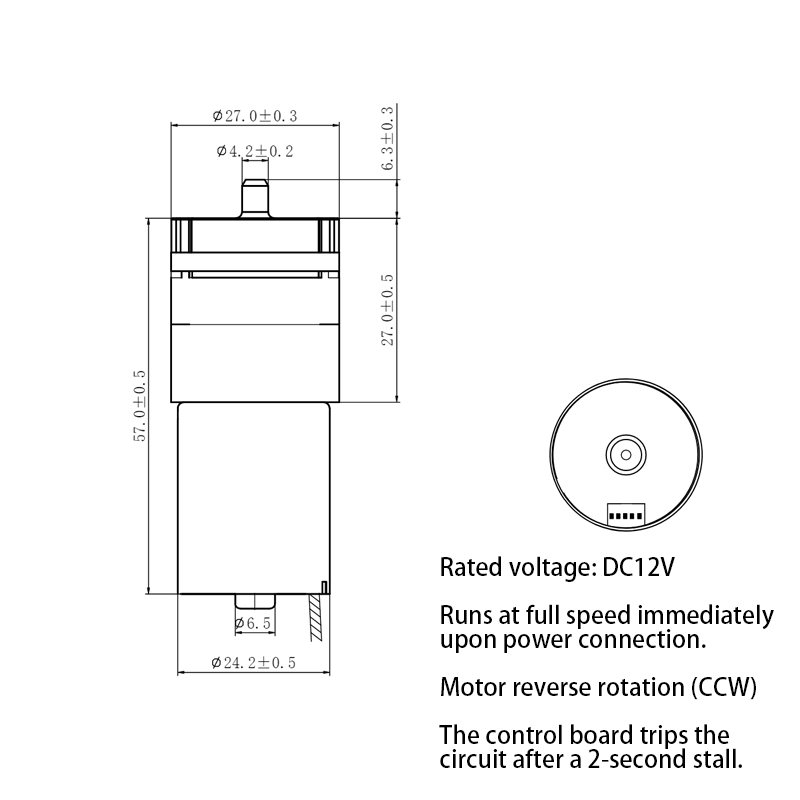 DC12V Miniature Air Pump Dimensions