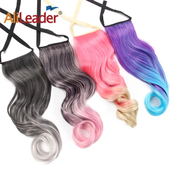 AliLeader 20 Inches Synthetic Body Wave Ombre Color Ponytail For Hair Decoration