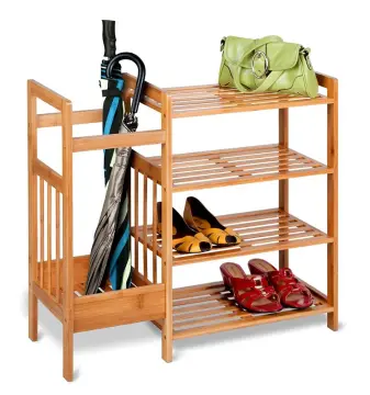 bamboo 4 layers multifunctional shoe racks organizer