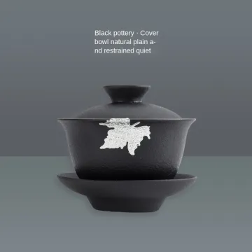 Black Pottery Tea Tureen Stoneware Household Japanese Style Retro Zen Style Tureen Bowl Sopera De CeramicaGaiwan Gift for Friend