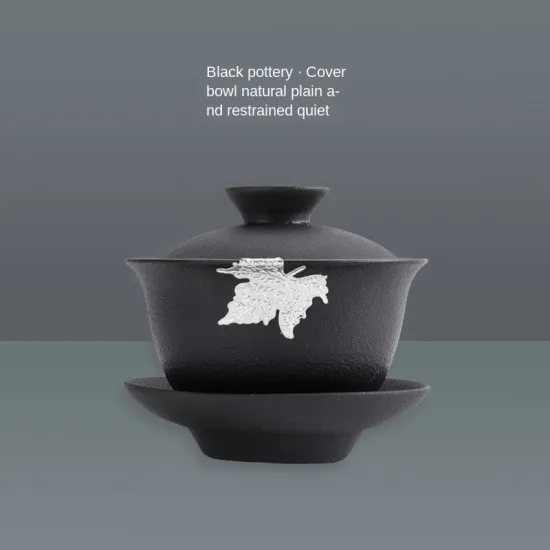Black Pottery Tea Tureen Stoneware Household Japanese Style Retro Zen Style Tureen Bowl Sopera De CeramicaGaiwan Gift for Friend