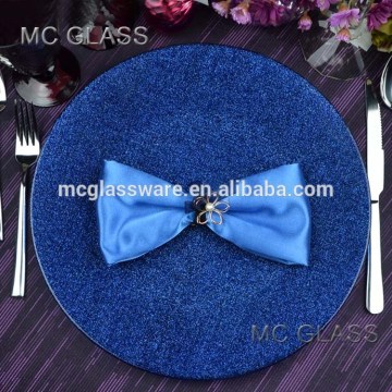 China wholesale supplier, blue cheap charger plate glass