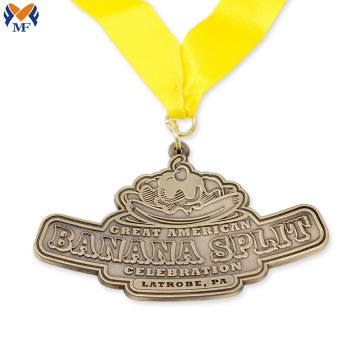 Aangepaste metalen sportmedaille met geel lint