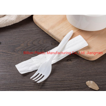 White Color Disposable PP Plastic Fork and Napkin Set