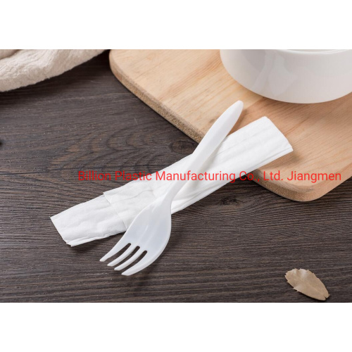 White Color Disposable PP Plastic Fork and Napkin Set