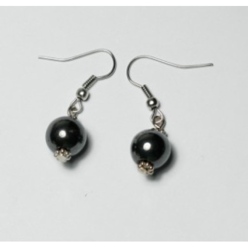 Hematite Earring with silver color finding