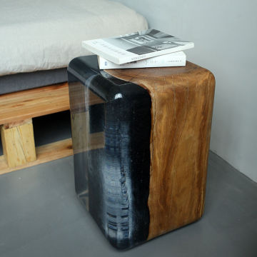 Transparent Resin Acrylic Wood Pier Crystal Solid Wood Edge Table