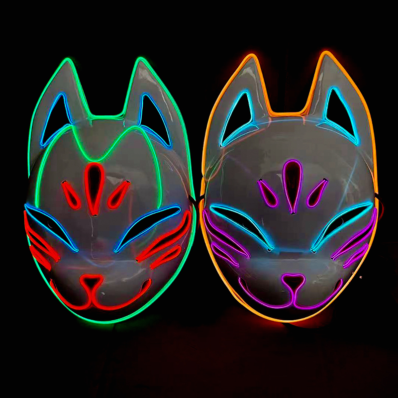 LED Glow Anime Fox Full Face Costume Mask