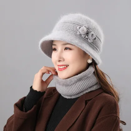 Grandma Hat and Windproof Scarf Set - Fashionable and Versatile for Middle-aged and Elderly Women