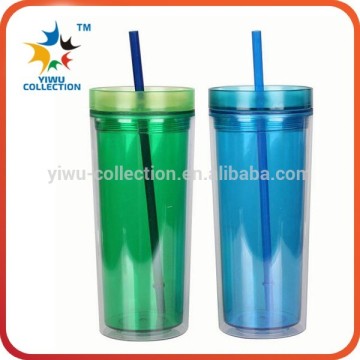 Colorful Customer Plastic Double Wall Logo printed Straw Cup