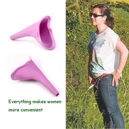 Spill free medical level silicone portable female Urinal, female urination device for standing up pee
