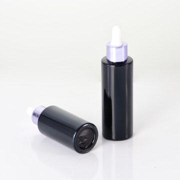 Opaque Black Glass Bottle With Purple Dropper