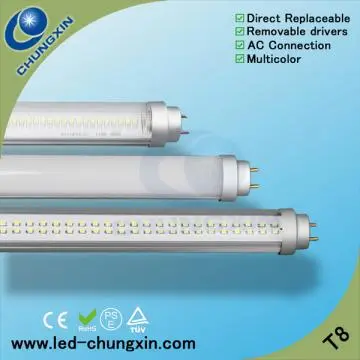 T8 LED Tube with Aluminum Base and Clear/Forested/Striated Cover