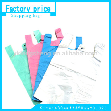 China high quality unicolor t-shirt supermarket plastic bag