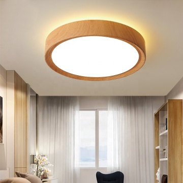 Nordic Simple Iron LED Ceiling Lamp with Wood Grain Color for Bedroom and Study
