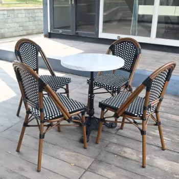 Sun Proof Waterproof Rattan Wicker Outdoor Furniture for French Bistro Garden and Restaurant Aluminum Dining Sets