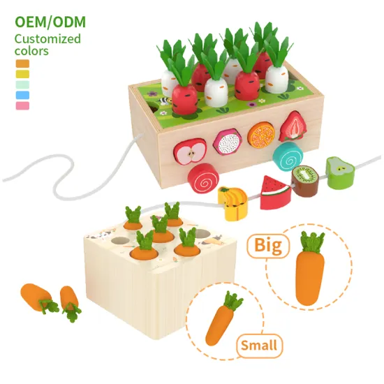 Montessori Wooden Toy: Baby Sorting Radish Game - A Preschool Learning and Educational Tool for Kids