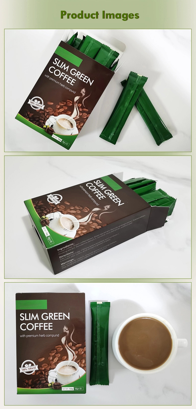 Private Label Natural Ingredient Sugar Free Green Coffee Weight Loss Slimming Green Coffee Powder