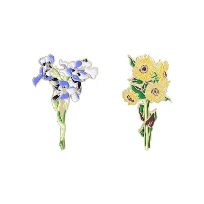 2023 New Van Gogh Sunflower Brooch Painted Enamel Pin