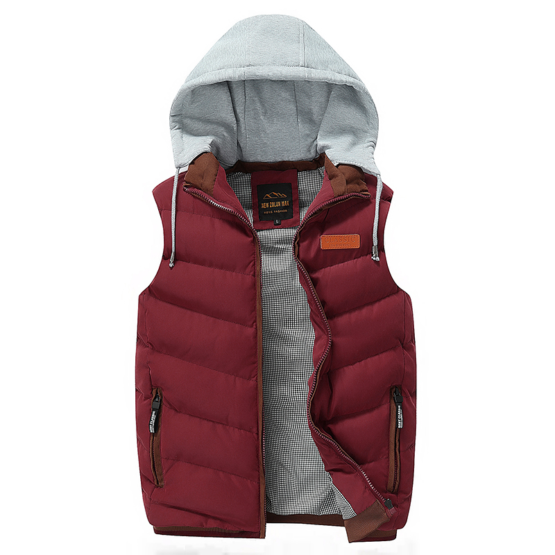 Men Jackets Sleeveless 2020 Winter Men's Warm Down Hooded Vest Male Cotton Thick Warm Waistcoat Fleece Thermal Soft Vests Men