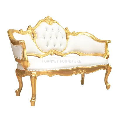 Royal French Antique Gold Wooden Marriage Hall Wedding Sofa