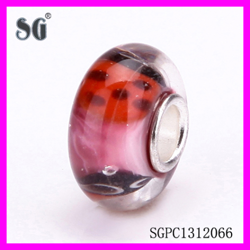 Cute Red Ladybugs Murano Glass_925Solid silver core murano glass_Murano glass ladybugs beads
